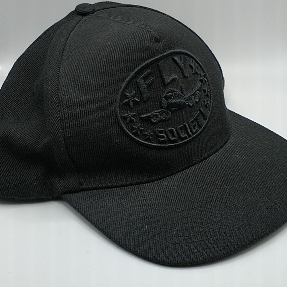 FLY SOCIETY New Classic Black Snapback Hat/Cap - Picture 7 of 7